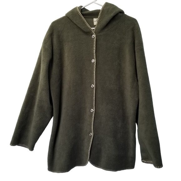 Attraction Sweater Jacket Button Front Green Long Sleeve Large - Picture 1 of 8